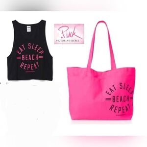 Victoria's Secret Black Tank and Pink Tote Set XS